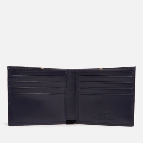NWT Ralph Lauren Polo Bear Navy Blue Multi Bear Leather Bifold Wallet MSRP$125 - Picture 9 of 16